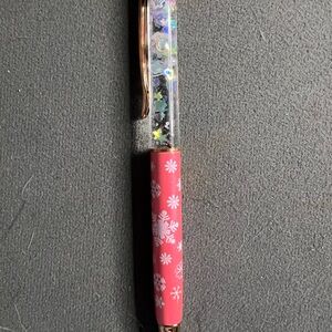 Pink Snowflake Pen with Glitter
